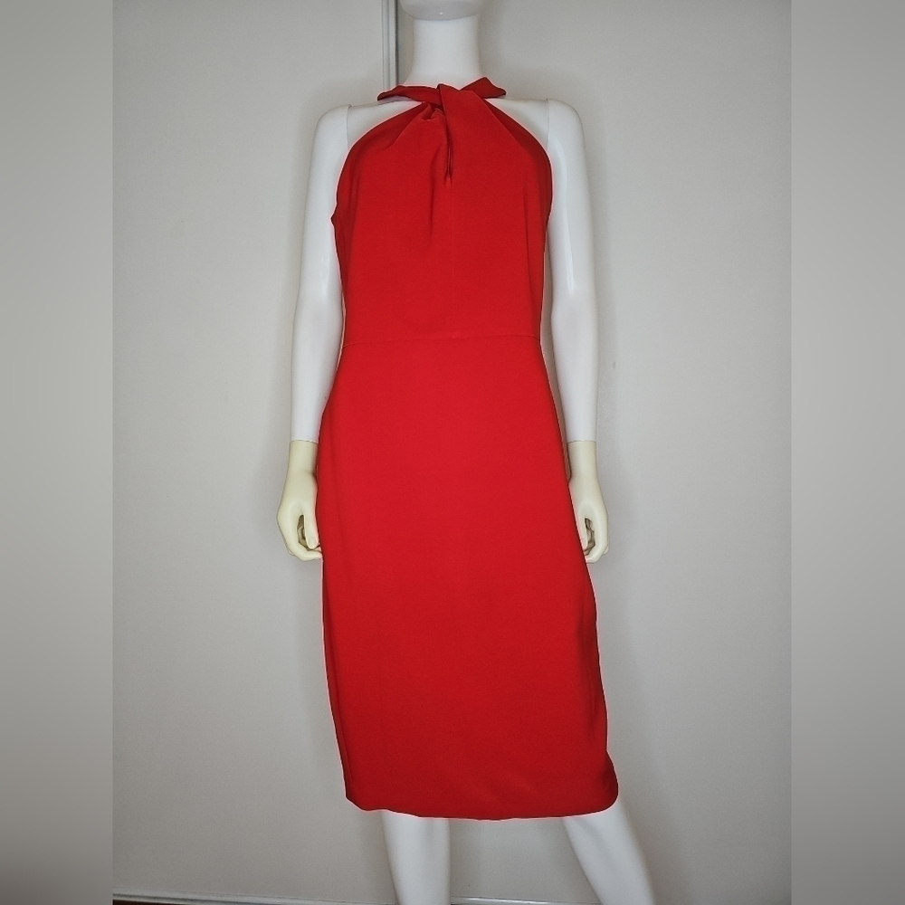 Women's Red Bodycon  Sleeveless Dress Knee Length Formal Cocktail Sz 8 - Picture 2 of 13